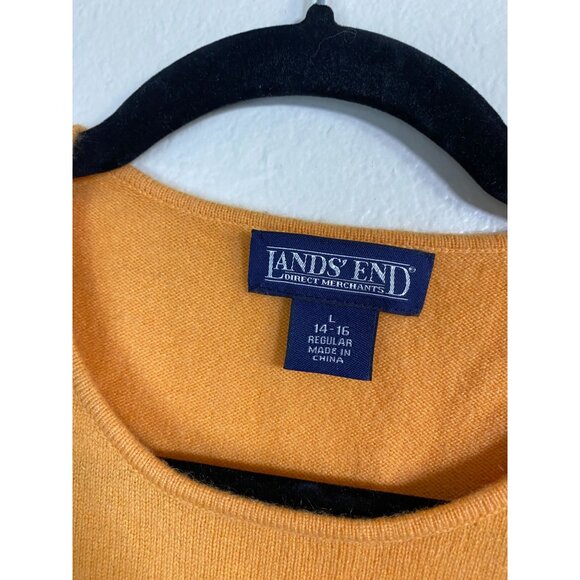 Lands End Cashmere Short Sleeve Sweater Top Size Large Orange Soft Cozy - Picture 13 of 14
